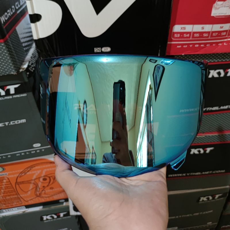 Kaca Visor Flat KYT STRIKER NFR NZ Race NX Raze Iridium Blue / Red