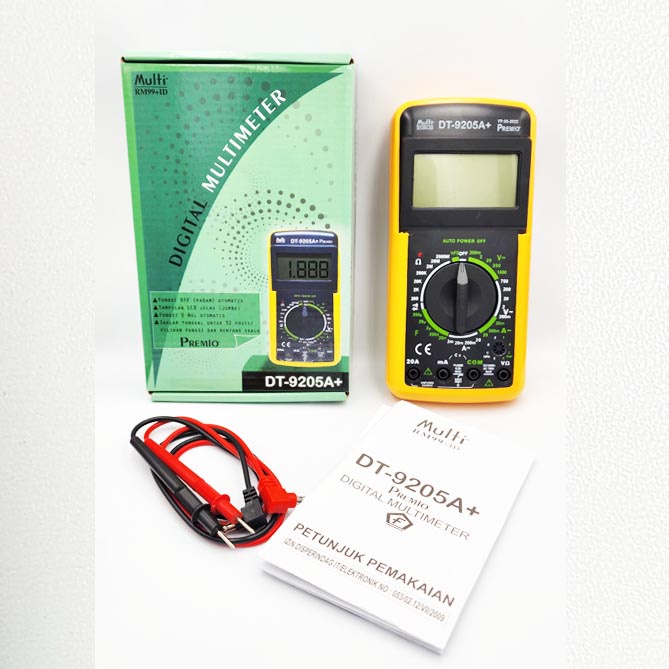 Multitester Digital Amper Volt Ohm kapasitor Multi Meter DT 9205A+ Premio JOKER (DT-9205)