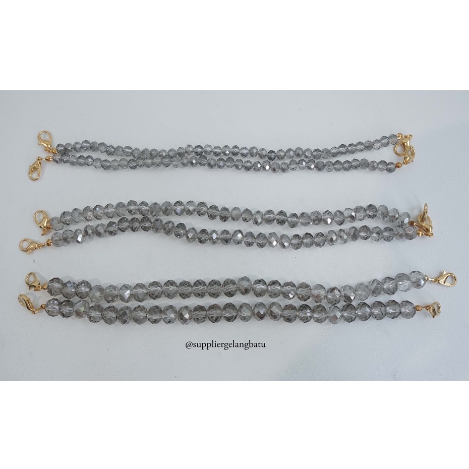 ASLI Konektor Tali Masker Kristal ceko Hijab 6mm 8mm 10mm SMOKY QUARTZ