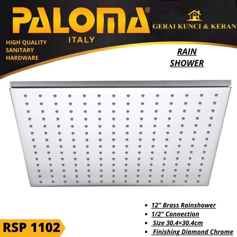 PALOMA RSP 1102 RAIN SHOWER MANDI PALOMA 12 INCH KOTAK BRASS CHROME