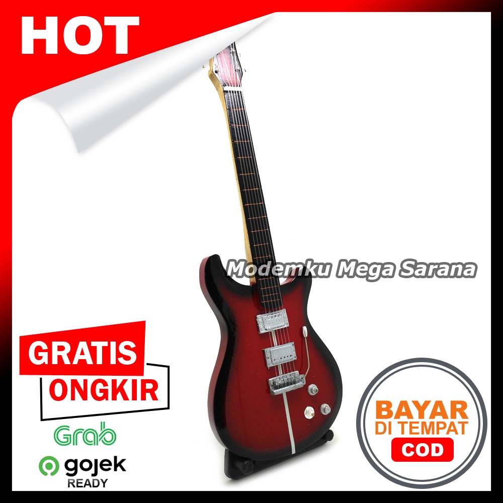 Miniatur Gitar Kayu + Stand - GTR19