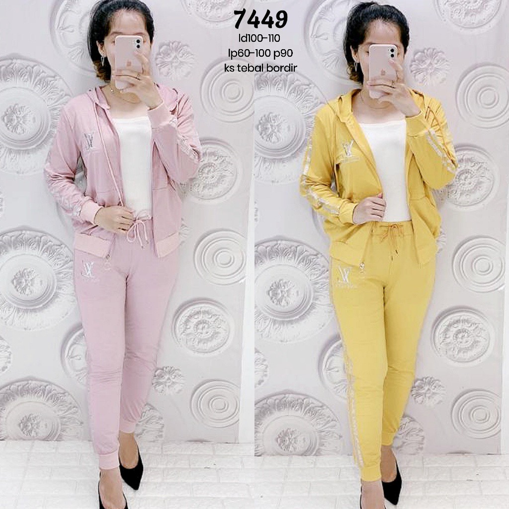 SETELAN JAKET+CELANA WANITA IMPORT PREMIUM LV LOUIS VUITTON 7449