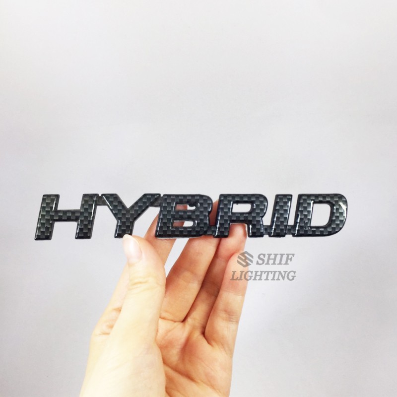 1Pc Stiker Emblem / Badge Logo HYBRID Bahan Karbon Fiber Untuk Samping / Belakang Mobil TOYOTA