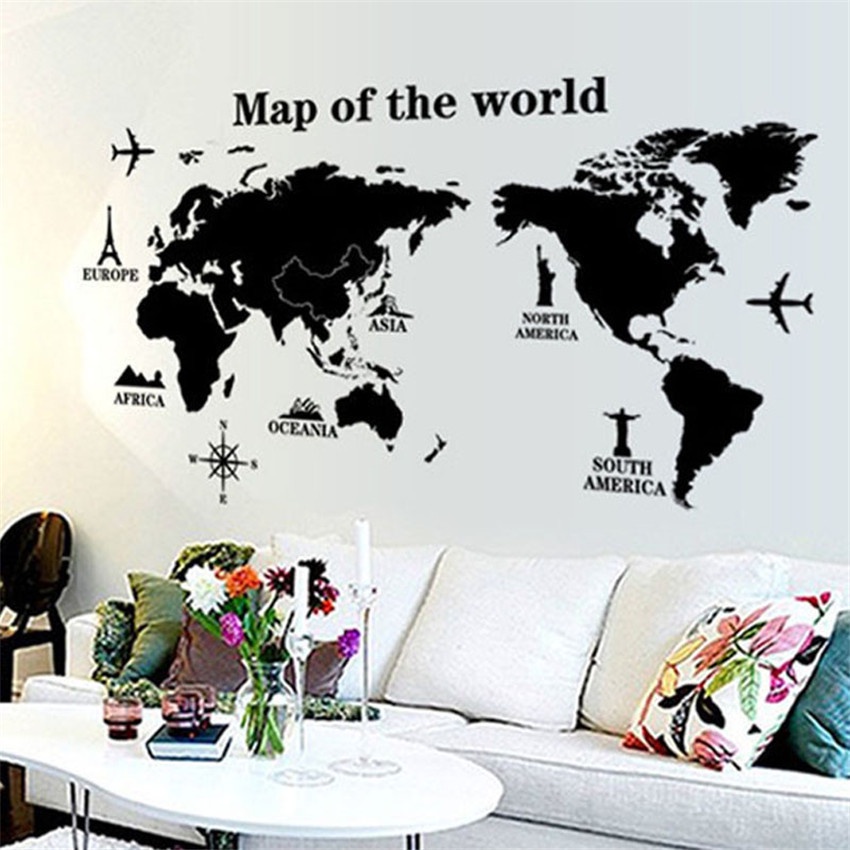 PROMO Sticker Wallpaper Dinding World Map Living Room Decoration - Sticker Wallpaper Dinding Work Hard Living Room Decoration - Sticker Wallpaper Dinding Love Dog