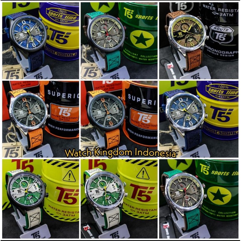 Terlaris Jamtangan pria T5 H 3584G Original, chronograph stopwatch, leather, Water Resistant