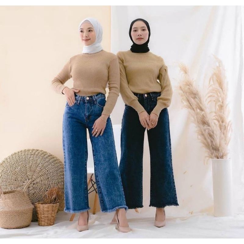Kulot Jeans Rawis / Celana Kulot Jeans Rawis / Boyfriend Jeans Kulot Rawis / Highwaist Jeans Rawis B