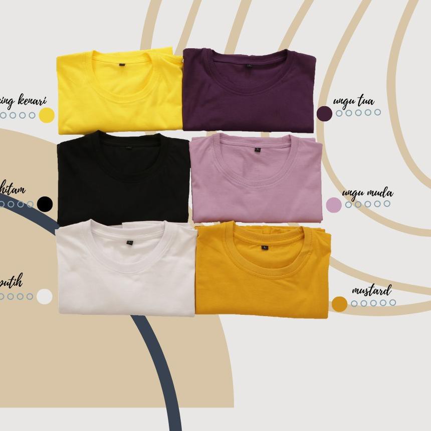 ✰ Kaos Polos Original Katun Warna Kuning kenari Mustard Ungu tua Ungu muda Pink muda ♀