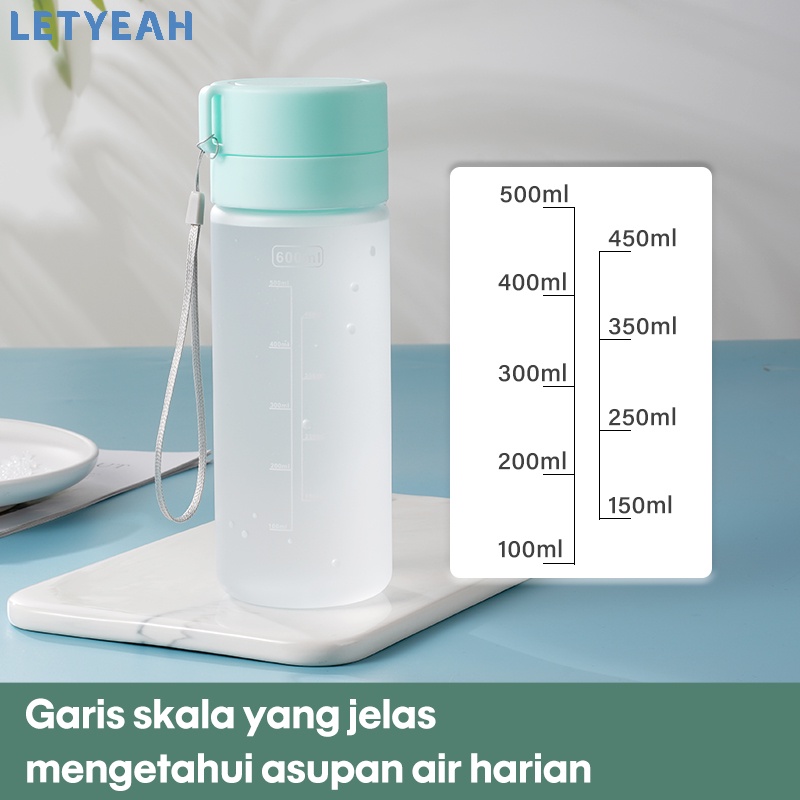 letyeah Botol minum 600ml /botol air minum sederhana/botol air ala korea dengan tali lanyard