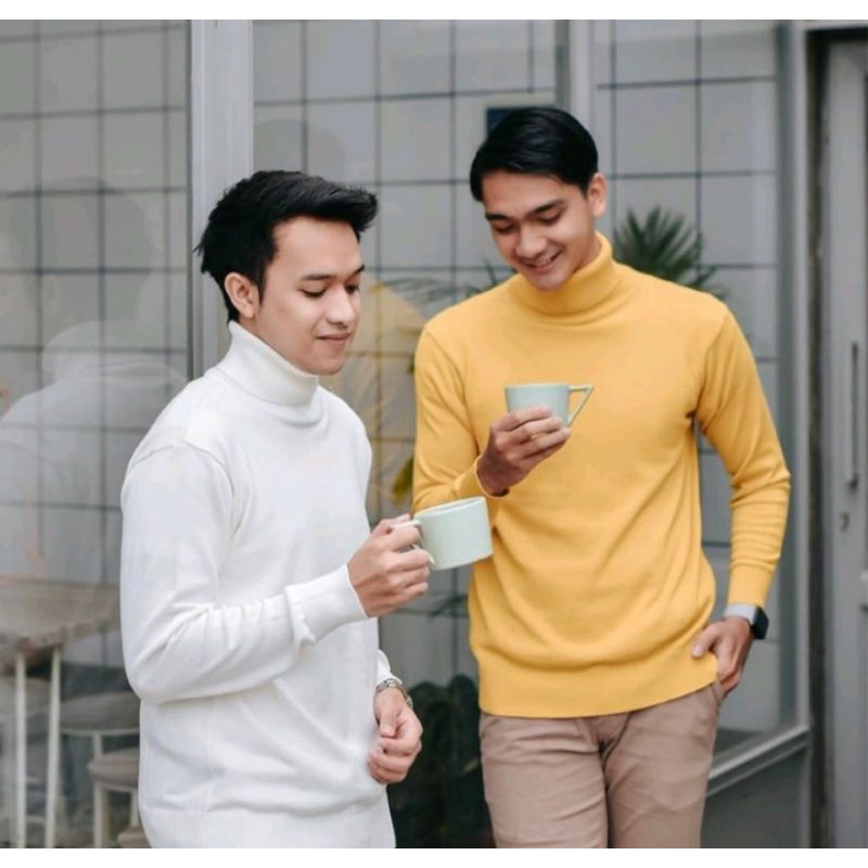 KAOS TURTLENECK PRIA LENGAN PANJANG TURTLE NECK KOREAN STYLE LEHER TINGGI / KAOS KERAH TINGGI TURTLENECK COWOK/CEWEK POLOS