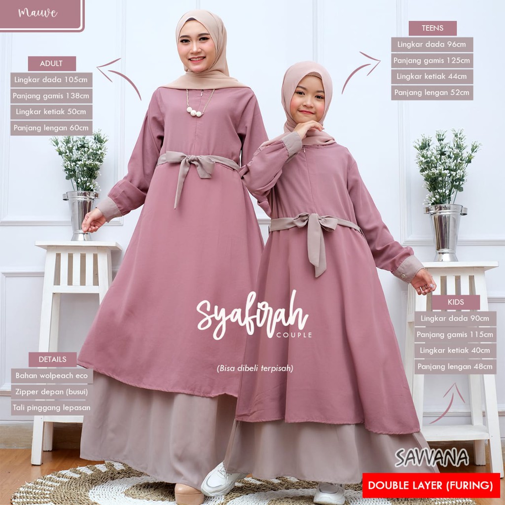  Gamis  Couple  Ibu Dan Anak Bahan Wolfis Polos Syafirah 