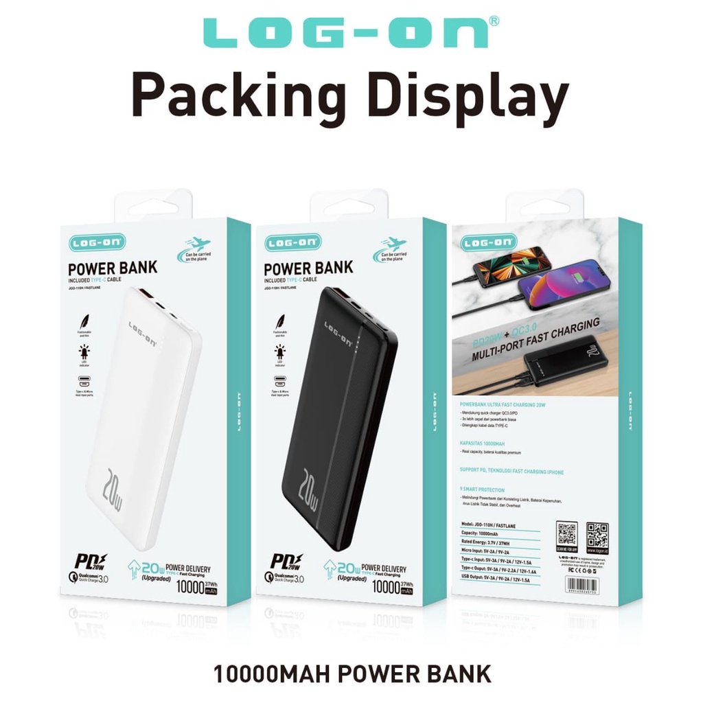 PROMO NEW LOG ON PB FASTLANE POWERBANK LOG-ON JGO-110H 10RB MAH