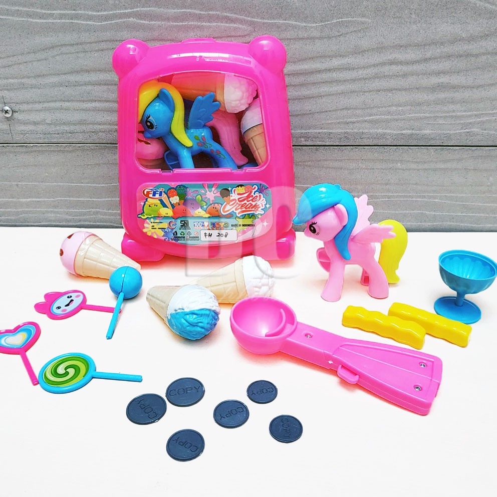 Ice Cream Little Pony 208 Trolley Mainan Masak-masakan Permen Es Krim Koper
