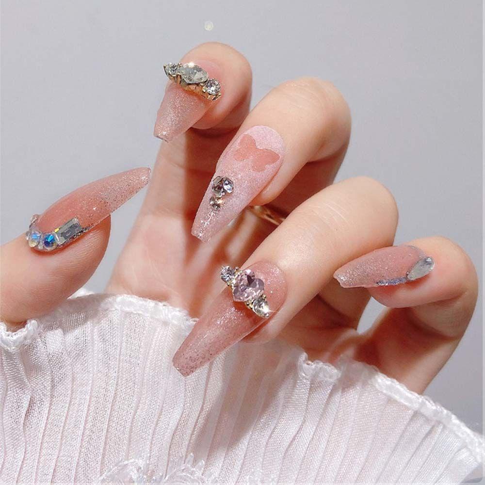 [Elegan] Jantung Kuku Berlian Imitasi DIY Shiny 3D Nail Charms Cinta Bentuk Paku Bor Manicure Zircon Glitter Nail Permata