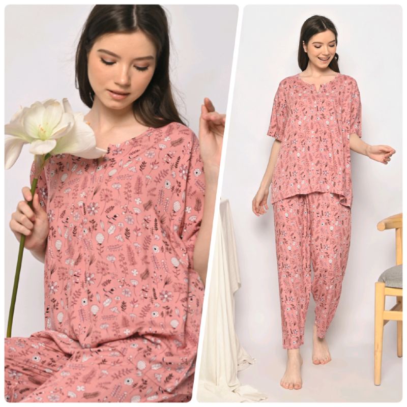 ONE SET PIYAMA RAYON-CPJ SLTG SISSY PINK