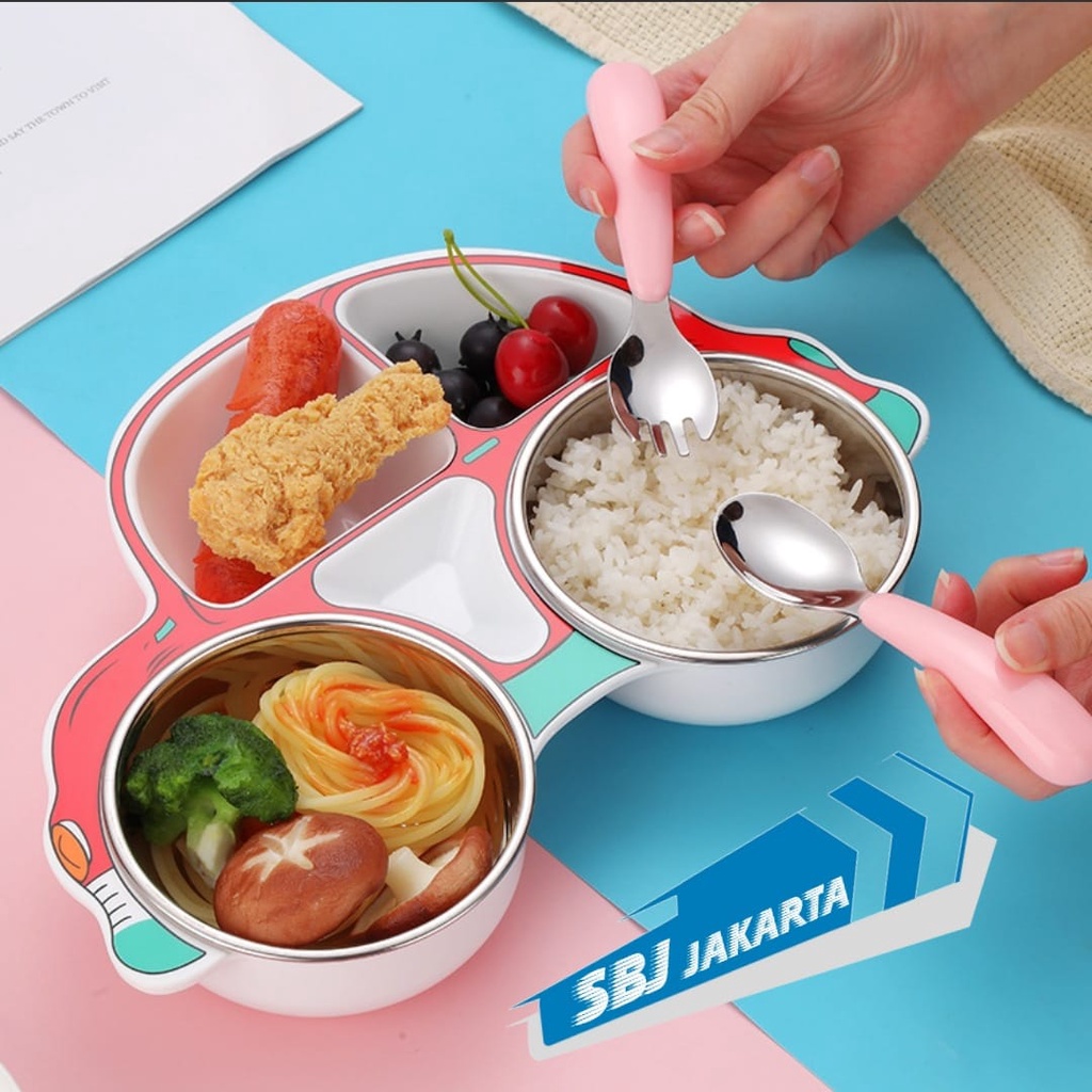 Set piring makan anak sekat bento / Kids bento plate stainless steel SUS 304