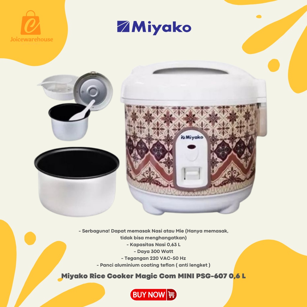 Miyako Rice Cooker Magic Com MINI PSG-607 0,6 L Penanak Nasi Kecil