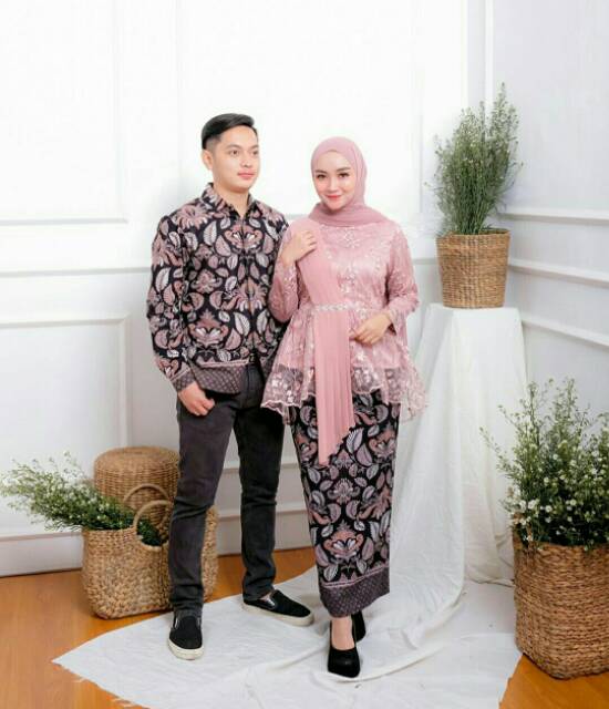 BATIK OFFICIAL - Batik Couple Anjela Payet Lengan Panjang | Couple Batik Brukat Modern