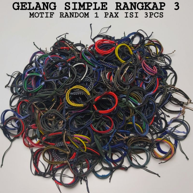 Gelang Tali Simple Rangkap 3 Gelang Tangan Pria Wanita Fashion Gunung Souvenir Murah Keren