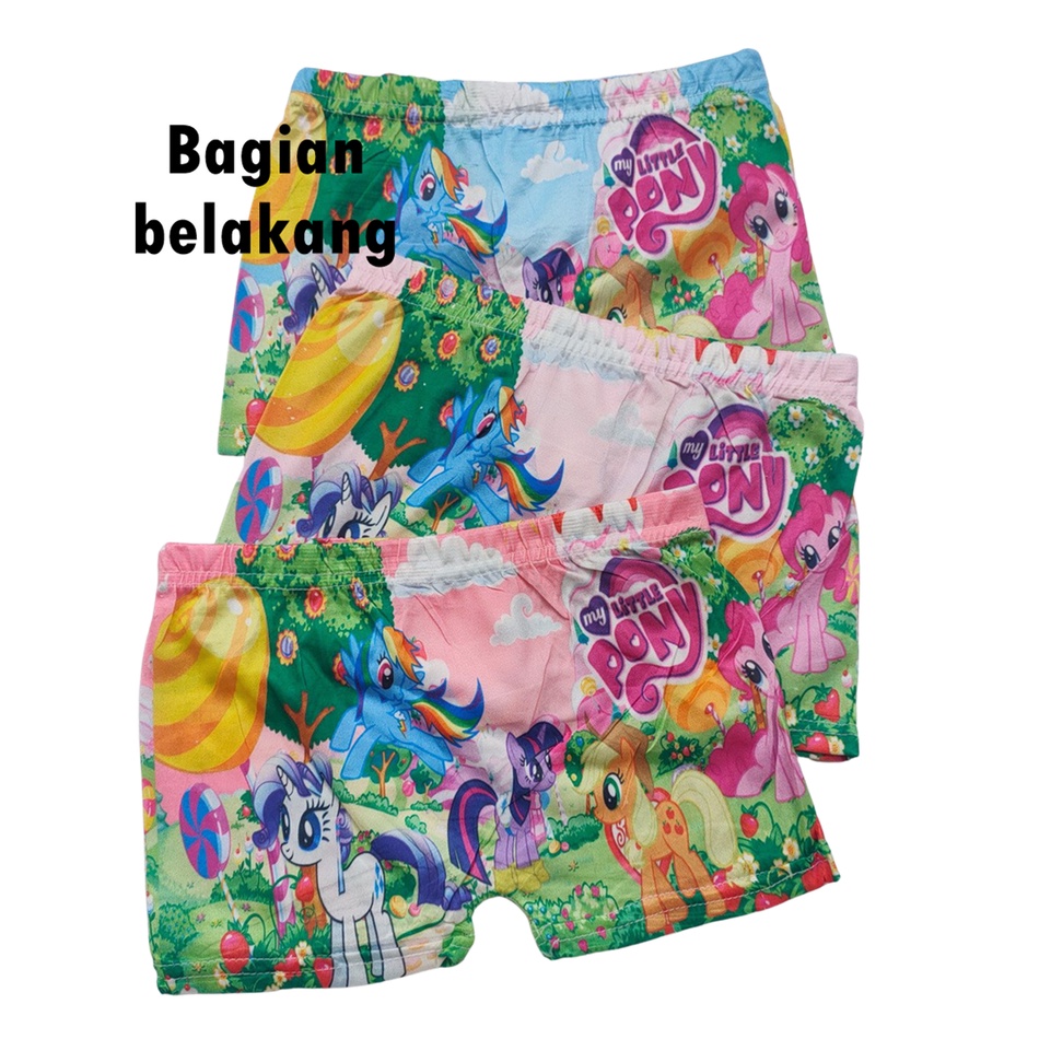 Boxer Anak Perempuan Karakter Uk M L XL (3 Pcs)