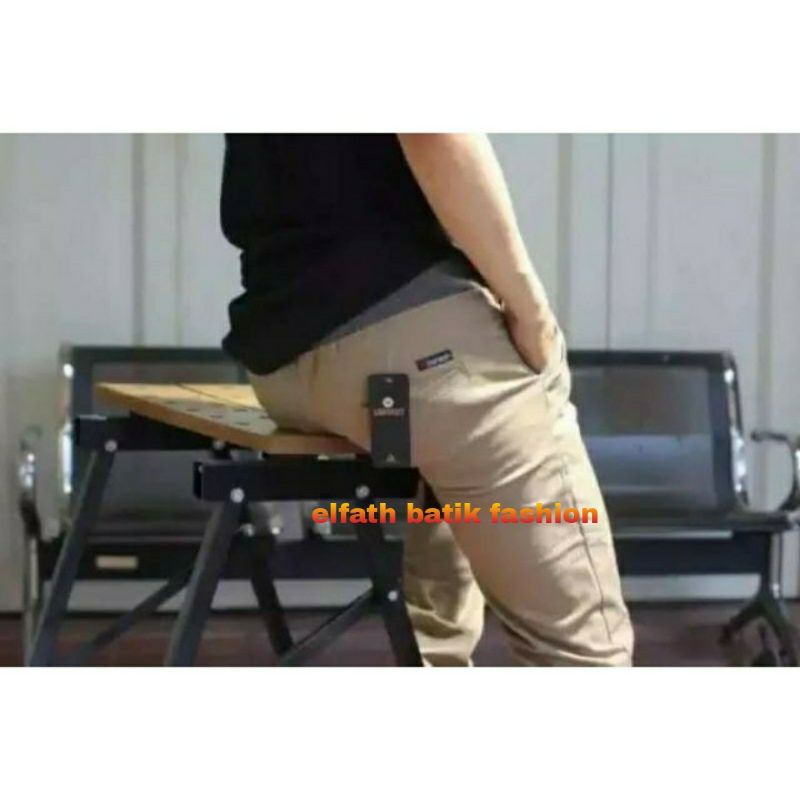 CELANA CHINO RIP PANJANG DEWASA PINGGANG KARET SANTAI KERJA HARIAN COWOK CHINOS CREAM ABU HITAM NEW