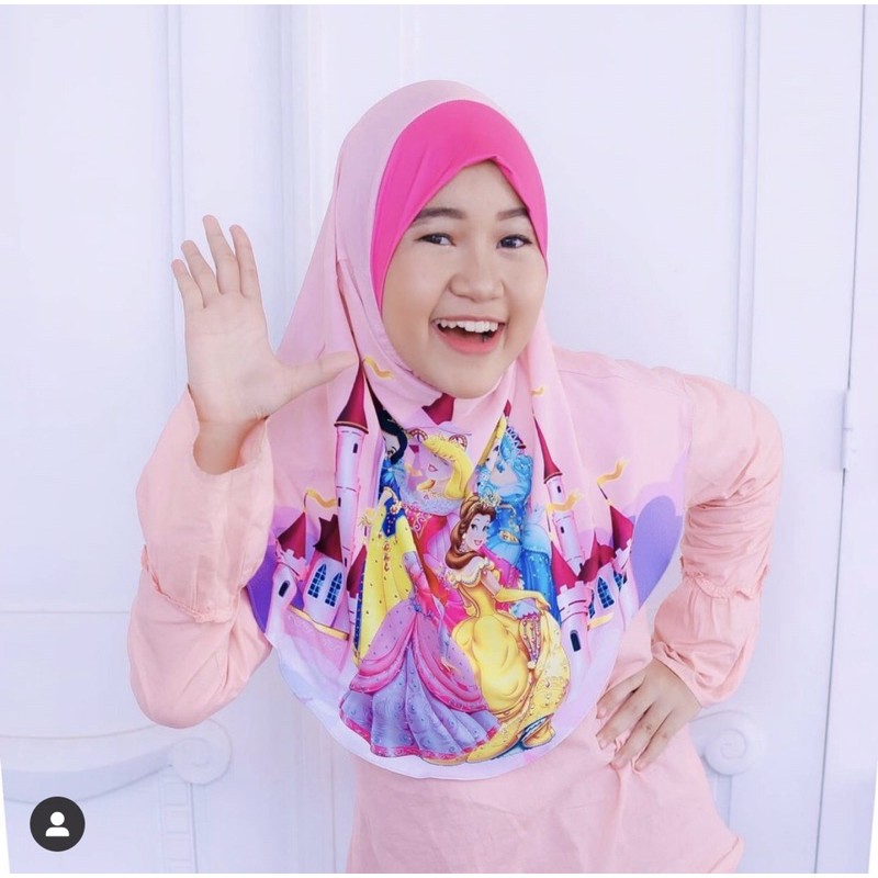 BERGO HIJAB INSTANT PRINTING ANAK MOTIF QUEEN / JILBAB LUCU ANAK KARAKTER LUCU