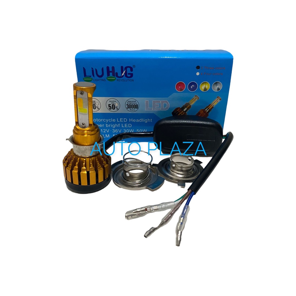 LAMPU DEPAN LED LASER H6 H4 HIGH LOW HJG 3 WARNA 2 MODE DIAM DAN KEDIP WARNA PUTIH KUNING BIRU MOTOR