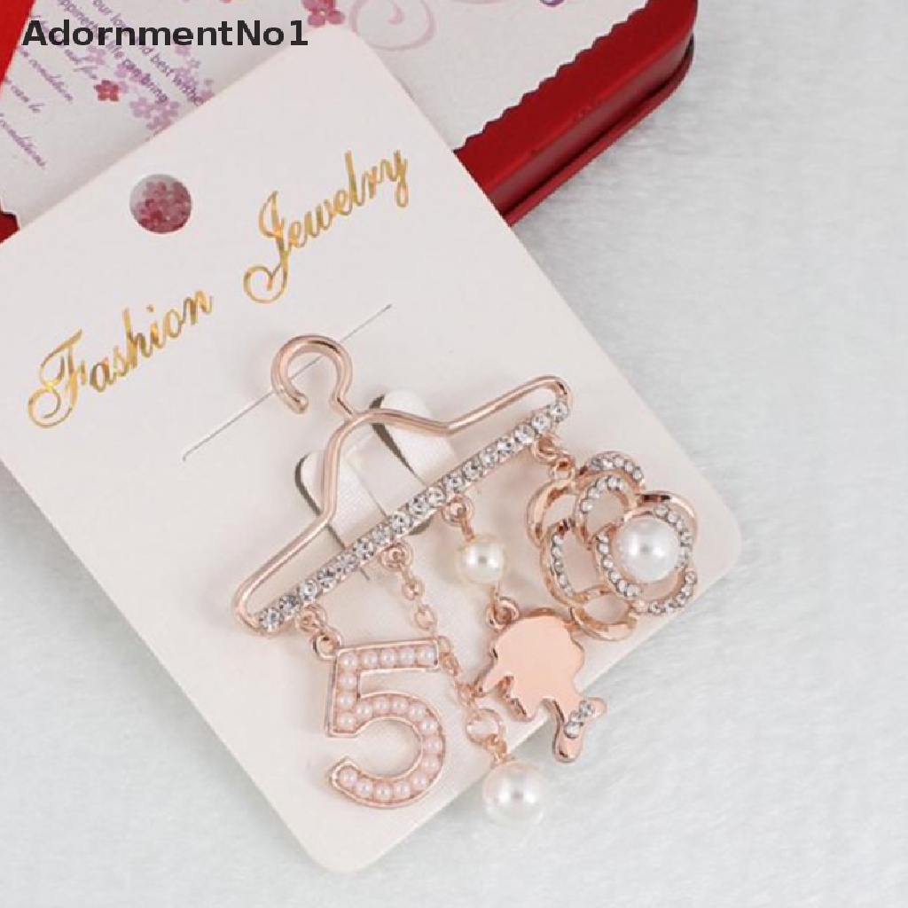 (AdornmentNo1) 1 Pc Gantungan Baju Mini Model Bunga Rose Gold + Mutiara + Berlian Imitasi DIY