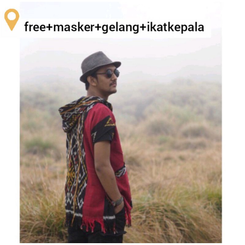 Hoodie tenun FRee ikat kepala + gelang tenun+masker tenun