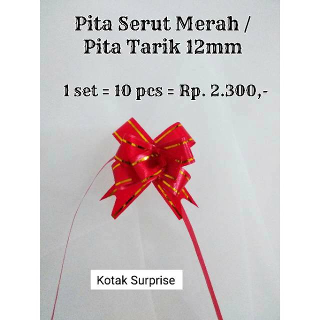 

Pita Tarik List Emas 12mm Merah / Pita Serut / Pita Kado