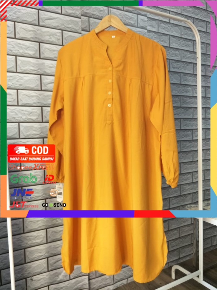 ✨ BISA COD ✨ Tunik polos viscose Mustard kuning kunyit - M
