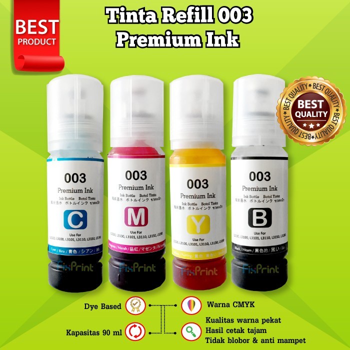 TINTA EPSN 003 PREMIUM 4 WARNA (BLACK, MAGENTA, CYAN, YELLOW) CMYK