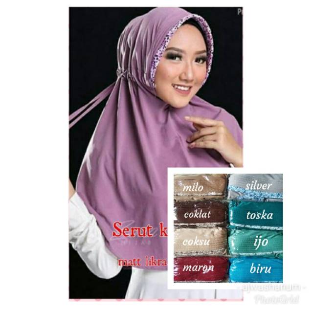 Serut list/ serut list bunga/ serut kombinasi/jilbab serut