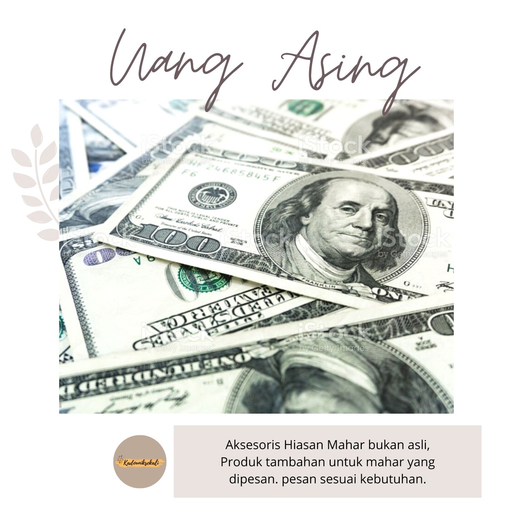 Aksesoris  Mahar Uang Asing Dollar | Euro | Riyal - Tambahan untuk Mahar Wedding