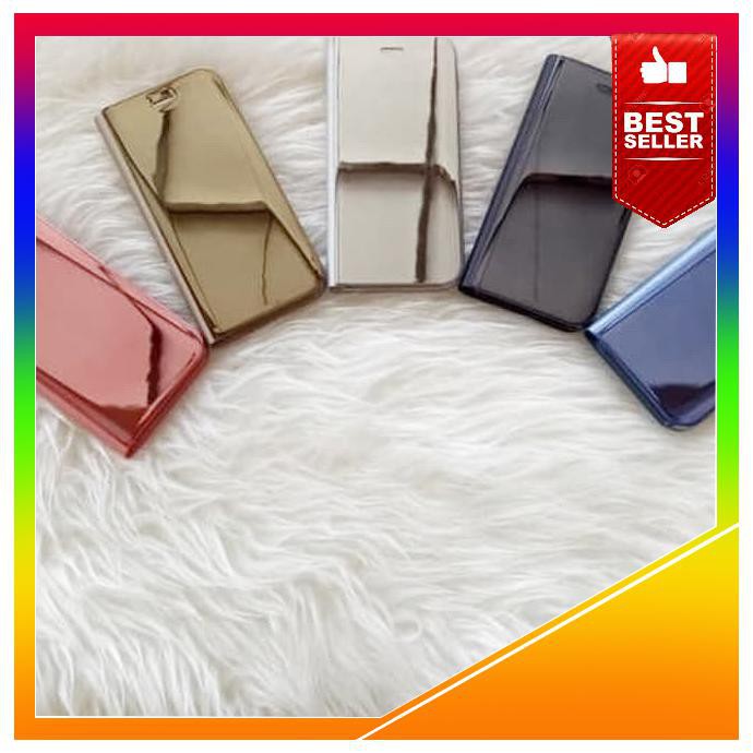 Acc Hp Oppo Reno 4F Flip Cover Mirror Clear View Wallet Casing Dompet