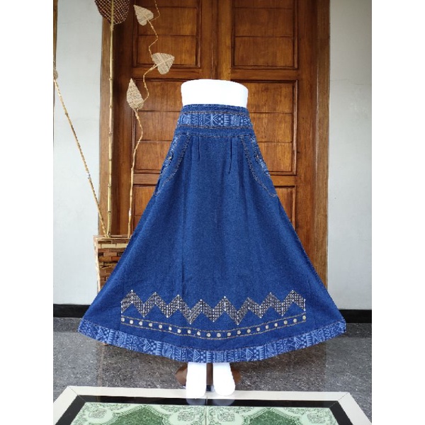 Rok Jeans Wanita / Rok Panjang Wanita / Rok Bordir / Rok Jeans Murah / Rok Cantik