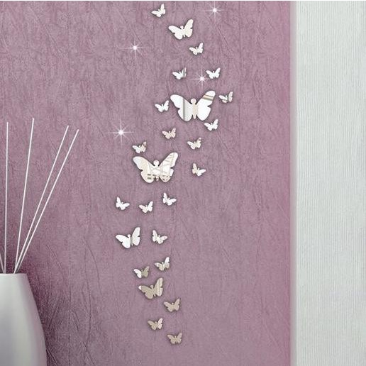 +%+%+%] 3D Butterfly Mirror Wall Sticker - Stiker Dinding Kupu2 Kaca 3D