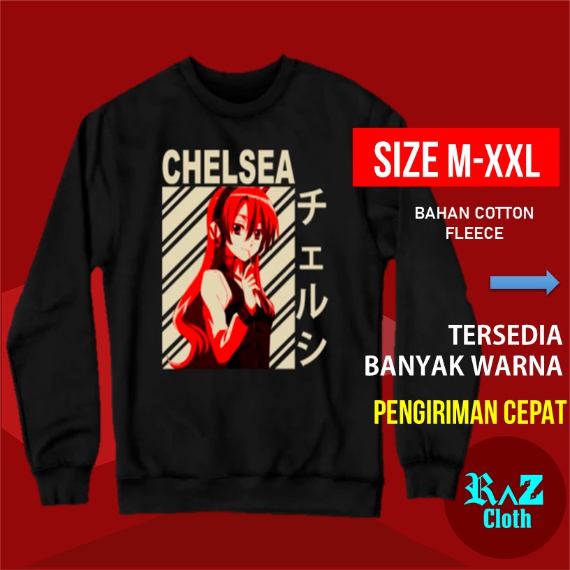 Hoodie Wanita Chelsea Karakter Cewek Anime Manga Jepang Akame Ga Kill Crewneck Crew Neck