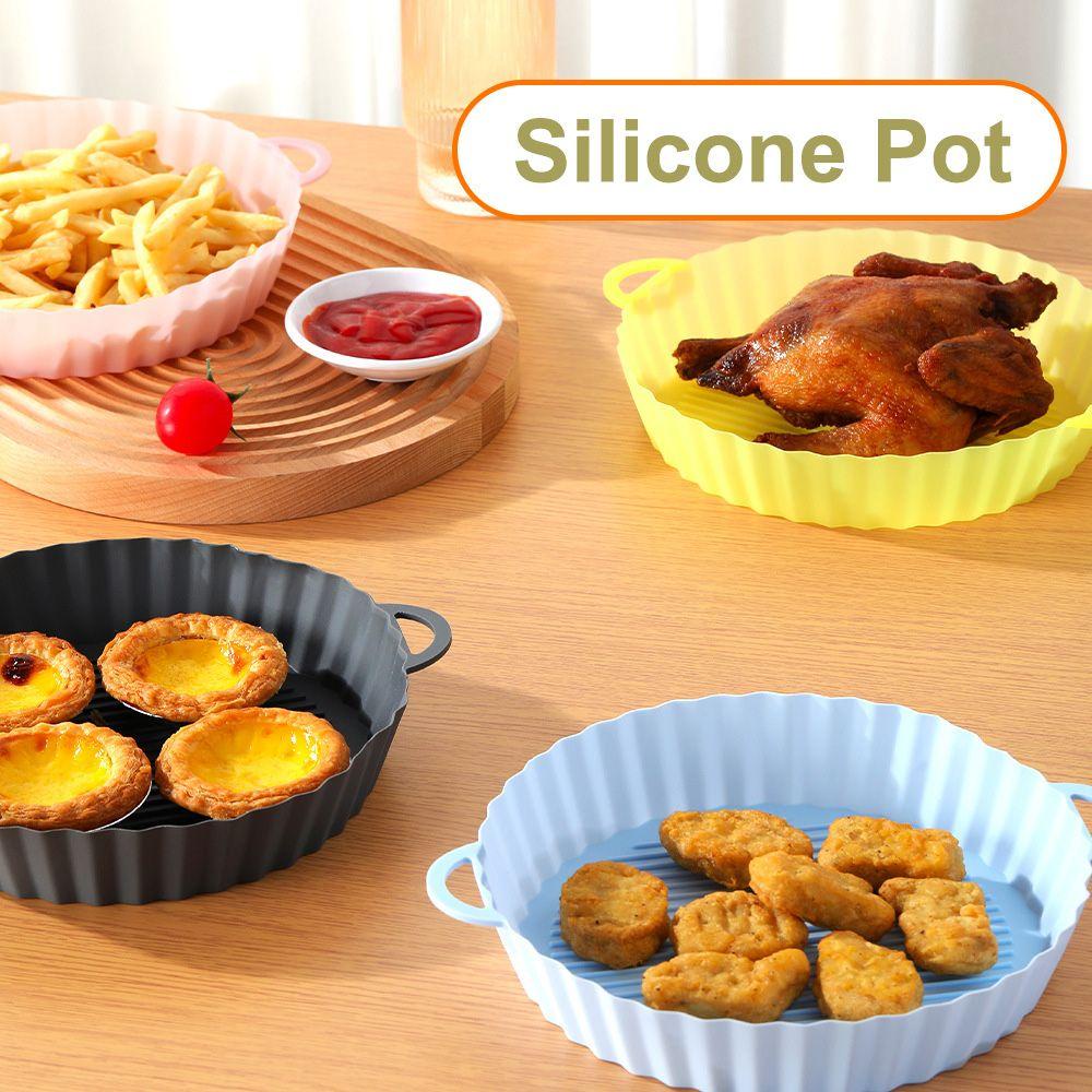 Populer Panci Silikon Pengganti Reusable Pizza Plate AirFryer Aksesoris Baking Basket