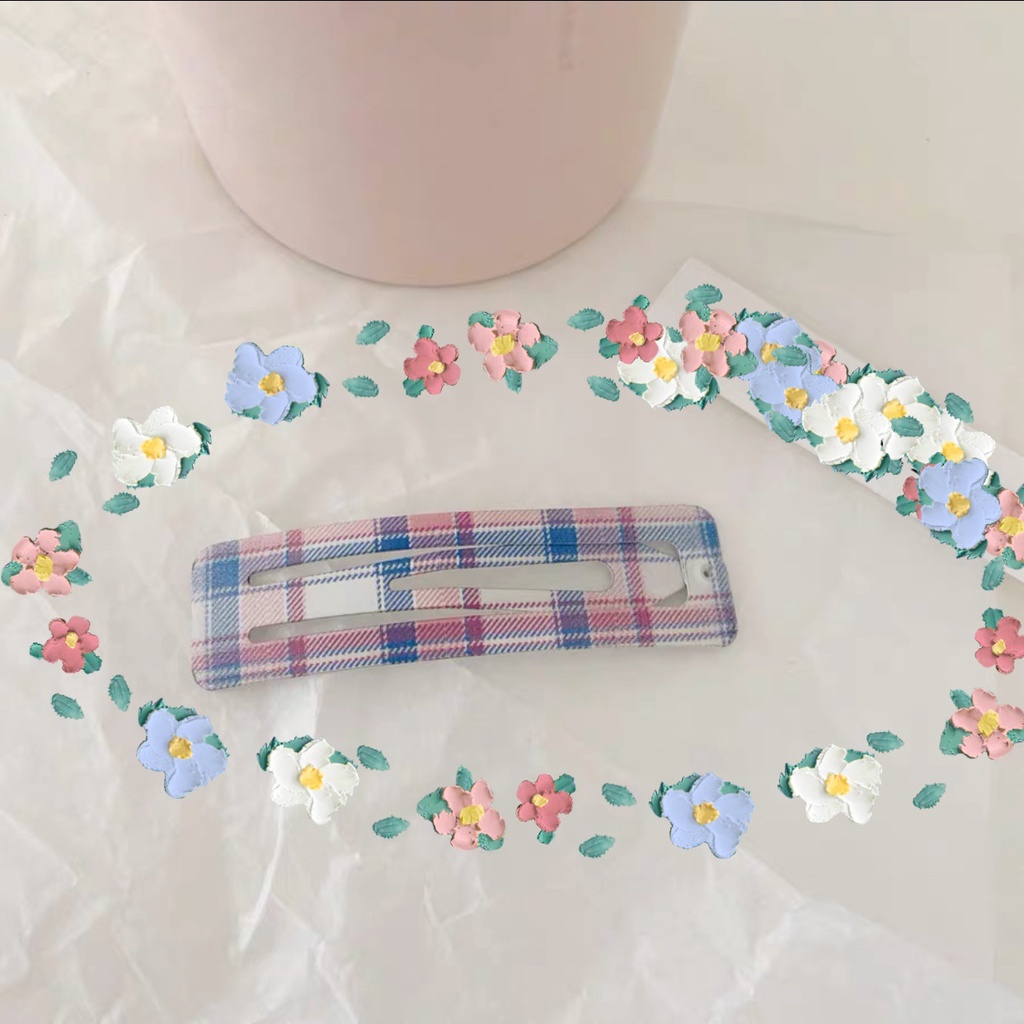 Girl ig Sweet Plaid Hair Clip cute Heart Bangs Clip Candy Color Hairpin Hair Accessories Headdress