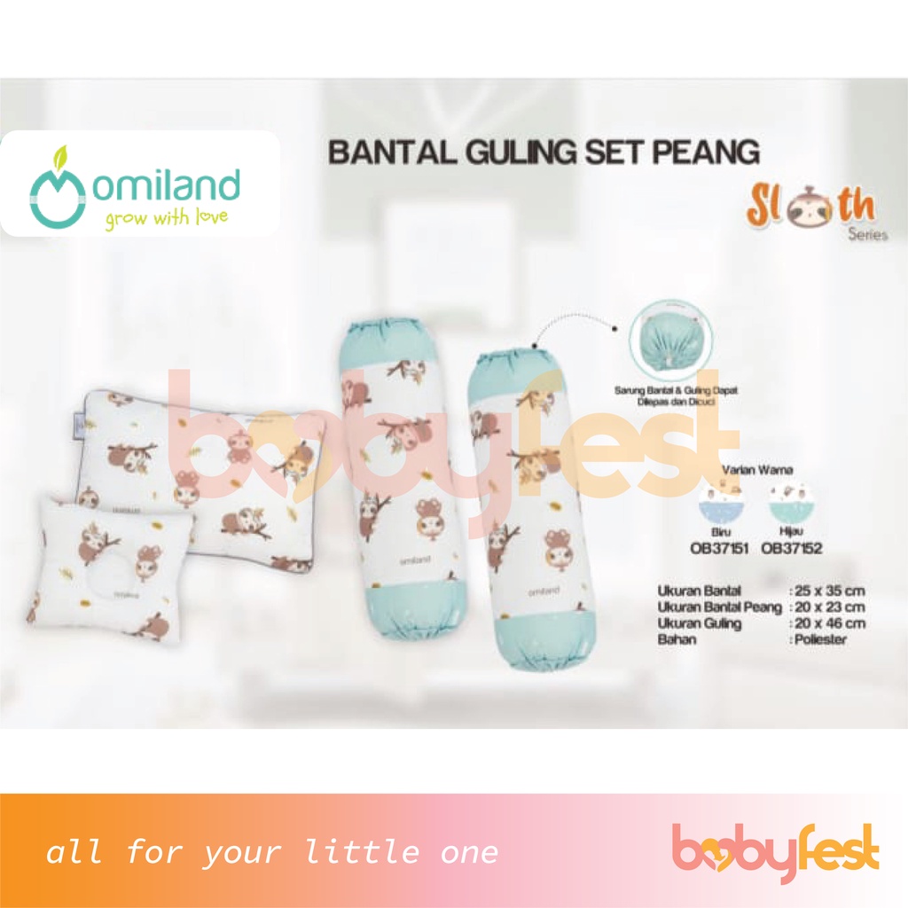 Omiland Set Bantal Guling Bayi Sloth Series