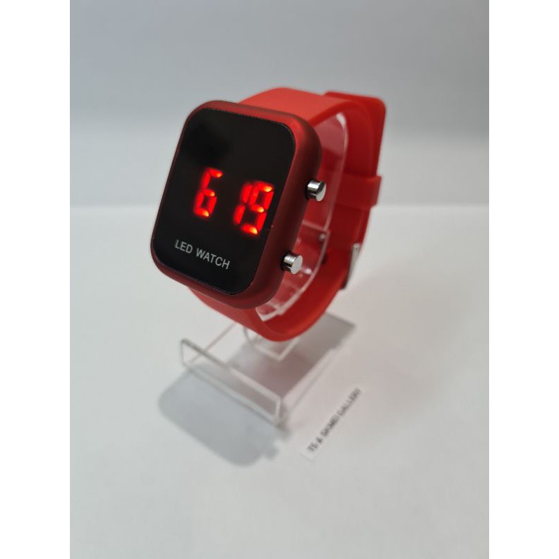 Jam Led watch 1271 original free gift box-Merah