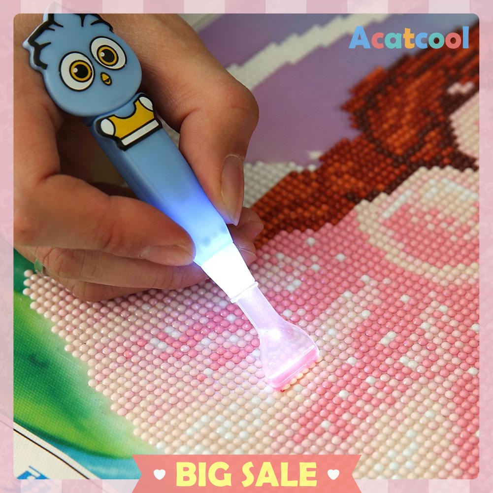 5D DIY Diamond Painting Craft Needlework Tool Point Drill Pen with Light