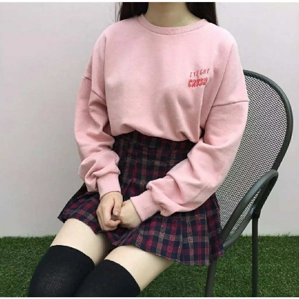 CREWNECK WANITA I VE GOT CRUSH SWEATER CREWNECK / SWEATER WANITA TEBAL