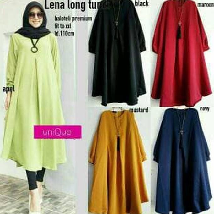 BARU LENA LONG TUNIK/TERUSAN/FASHION/MUSLIM M2 - Hitam