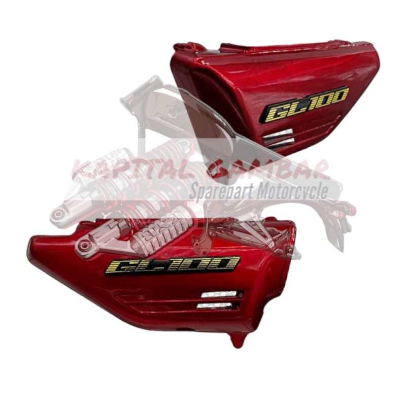 Bok aki accu tepong gl100 detail ori dengan logo emblem merah maron