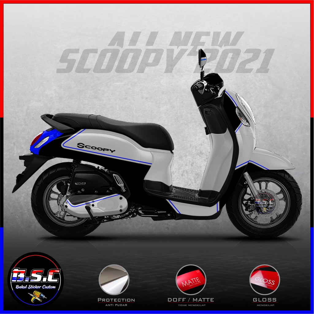 Sticker Decal FULL BODY + FULL PART Scoopy FI Scoopy 2021 Motif Lines Blue