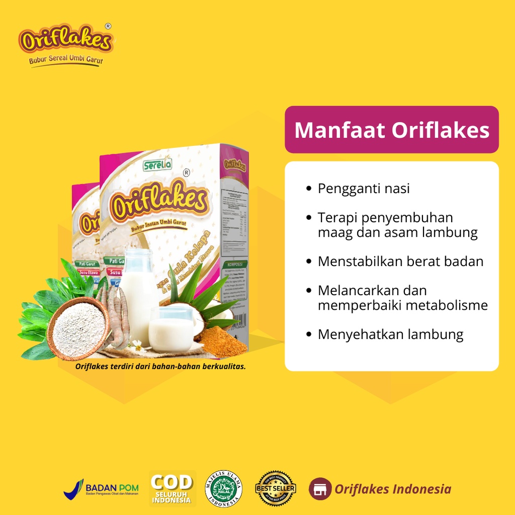 

Flakes - Sereal Umbi Garut - Sereal Maag Asam Lambung Gastro Susu Ettawa 350 Gr