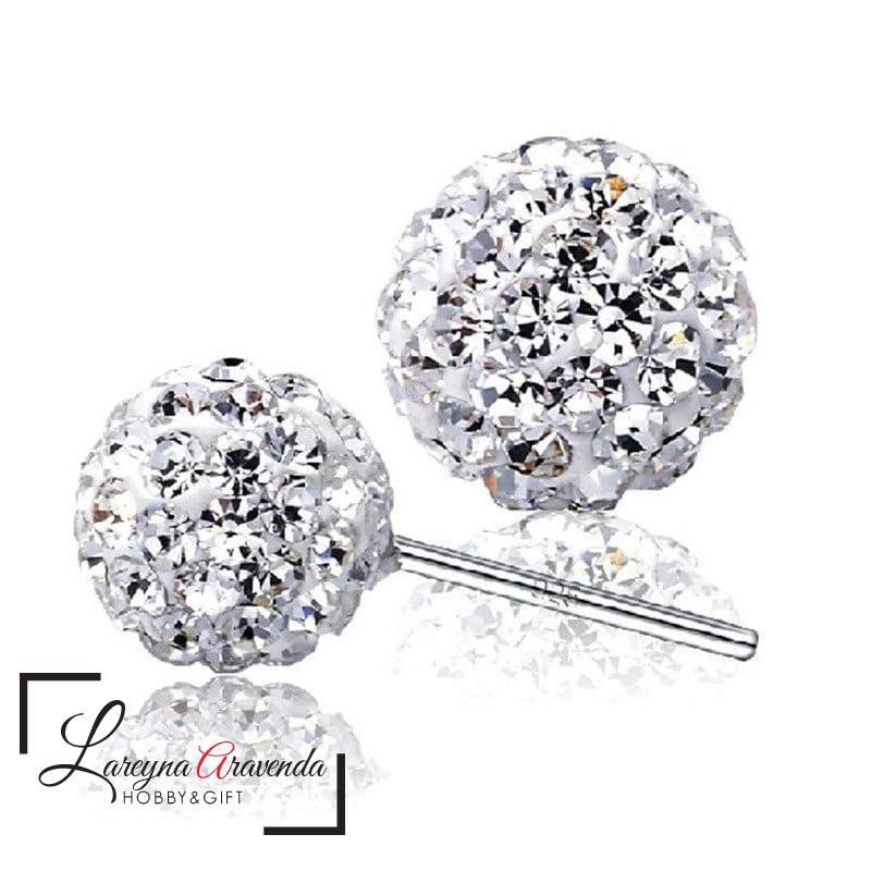 Anting Wanita Titanium Model Bola Lucky Ball Kristal Crystal AT014