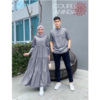 Baju Gamis Couple Kondangan Mewah Pasangan Keluarga Kapel Suami Istri Elegan Model Kekinian Edisi Le