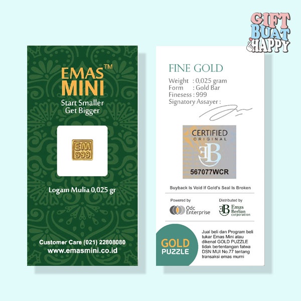 Mini Gold 0,025 gram (Emas Mini 0,025 gram)